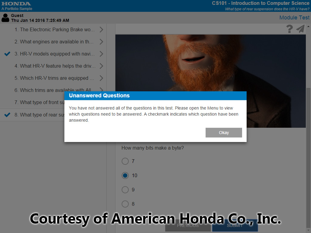 Test Submit Dialog